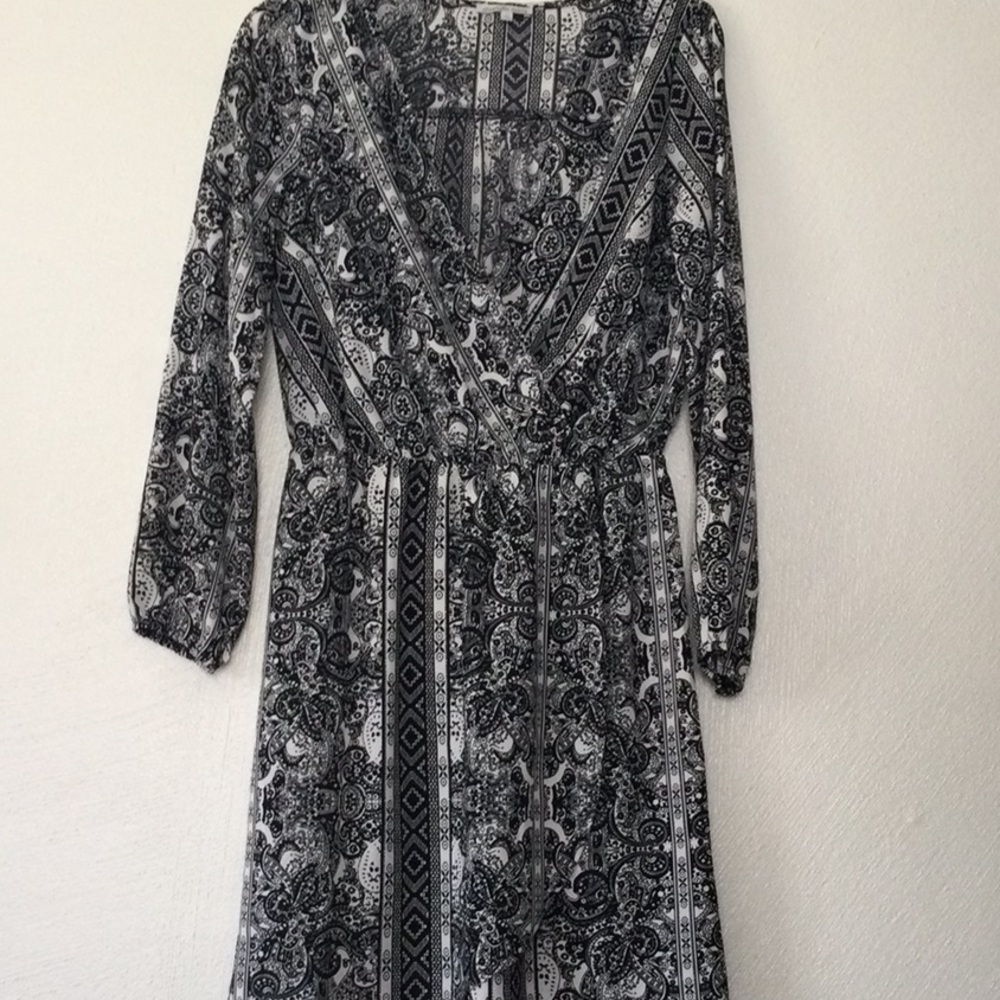 Black and white knee length dress